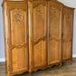 Wardrobe Vintage French Louis XVI Style Oak Four Door Carved Armoire LOT 6463