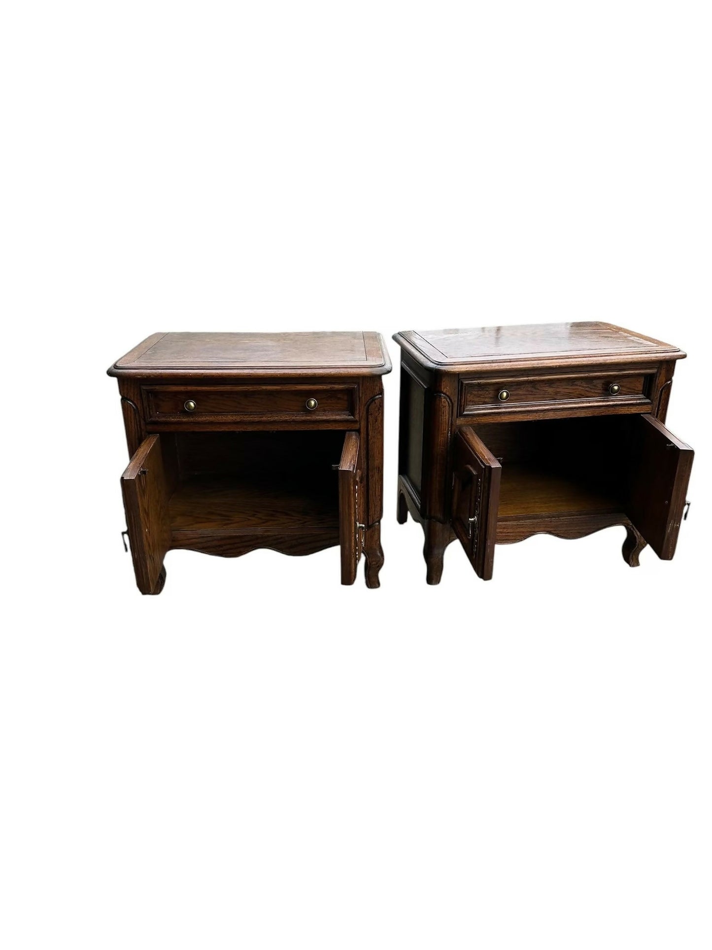 Vintage Oak French Provincial style bedsides cupboards by Century furniture