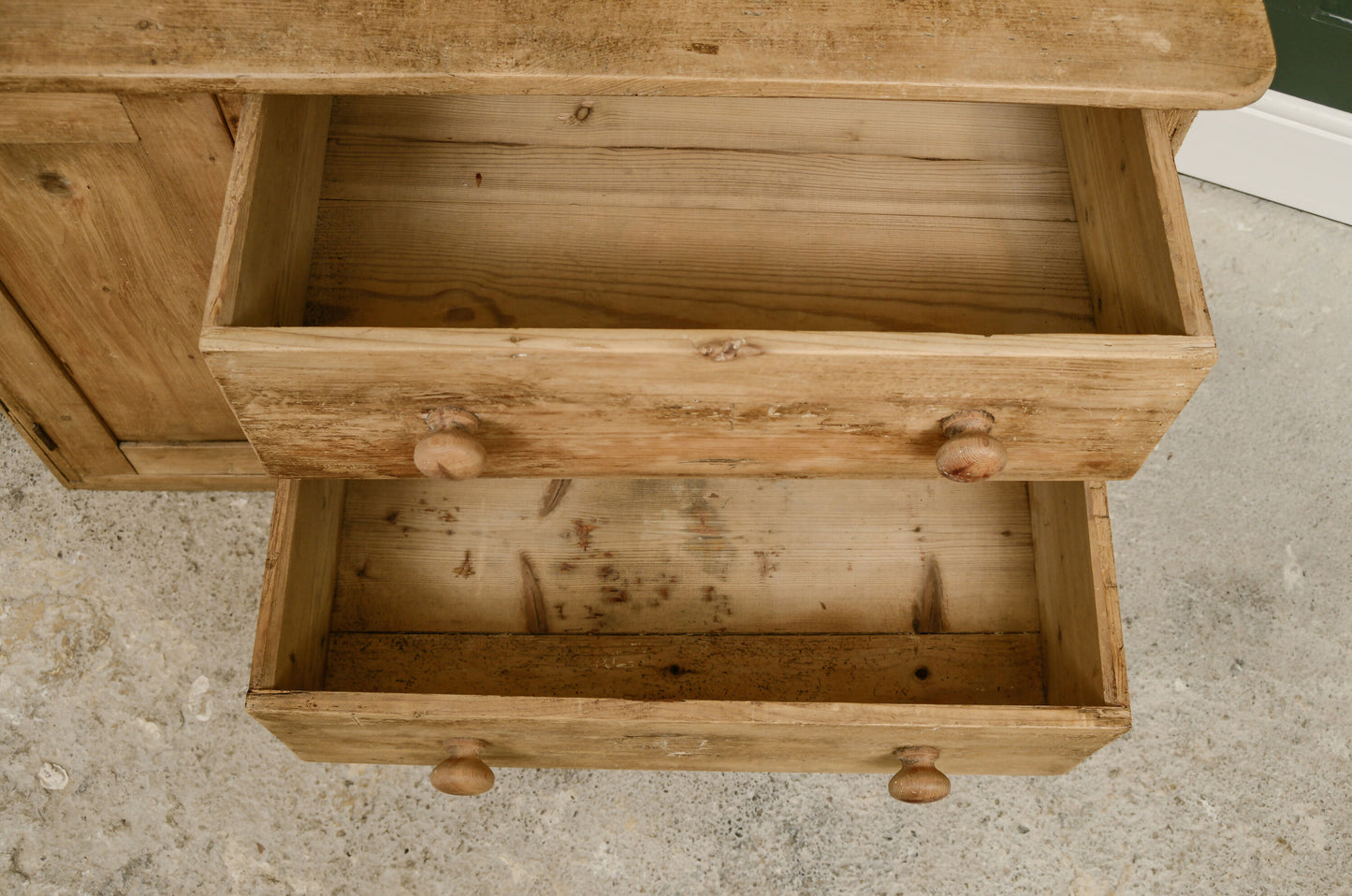 Victorian Pine Rustic Kitchen Sideboard with Cupboard & Drawers