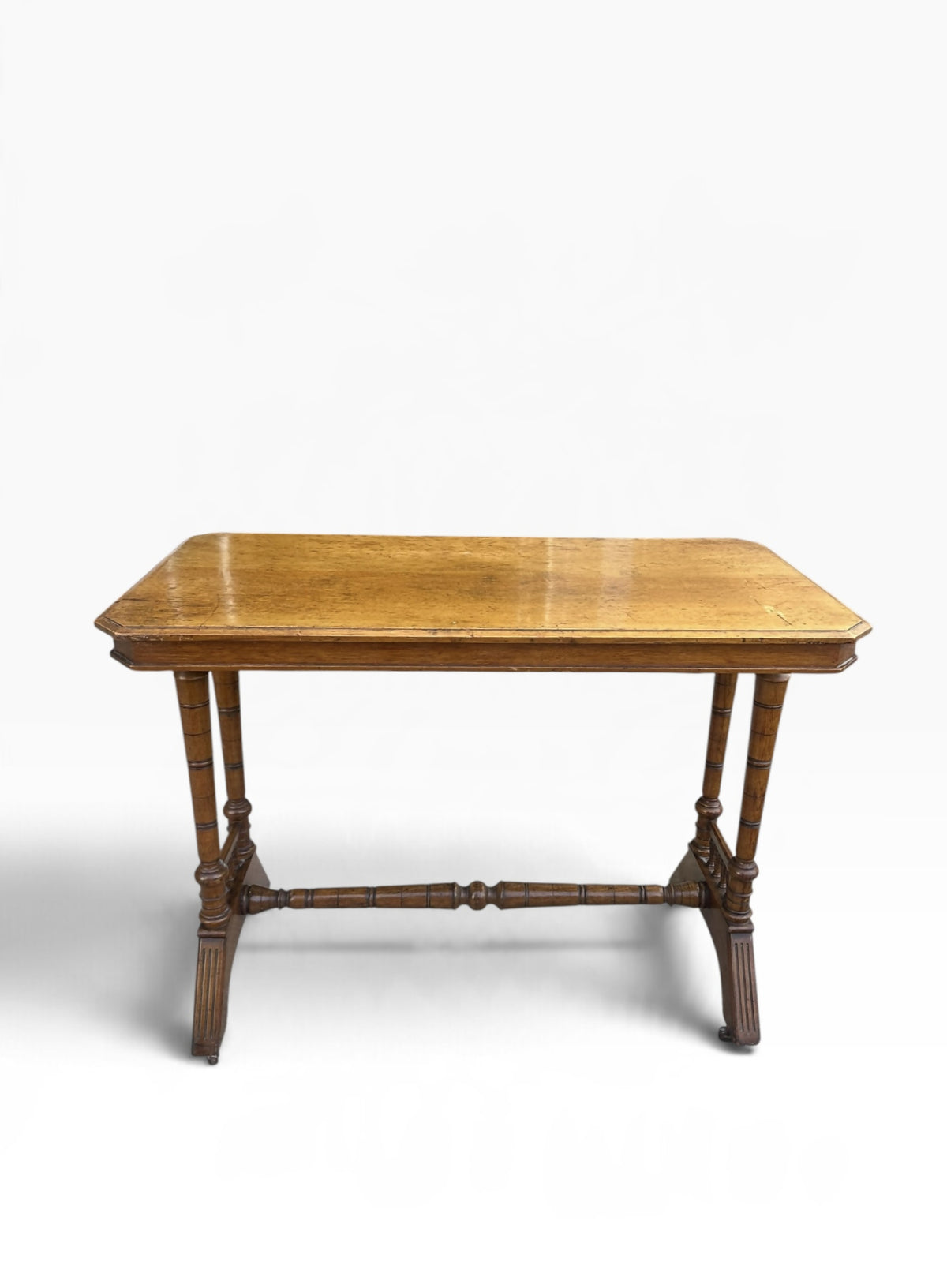 Antique late Victorian Oak stretcher table / desk.