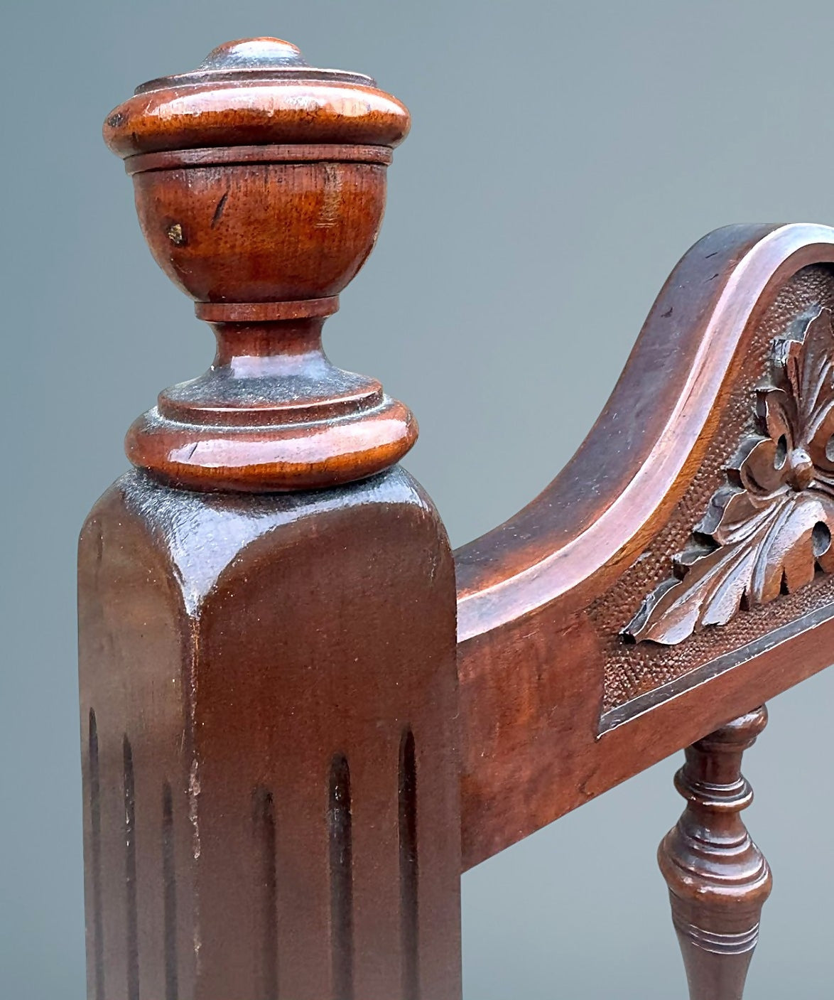Antique Edwardian Carved Walnut Double Bed