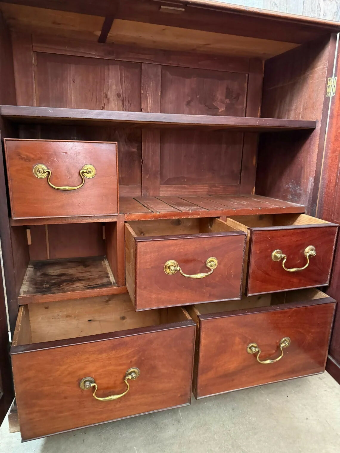 Antique Late Georgian Mahogany Estate Hall Actuary Bank Drawers Cupboard, C1800