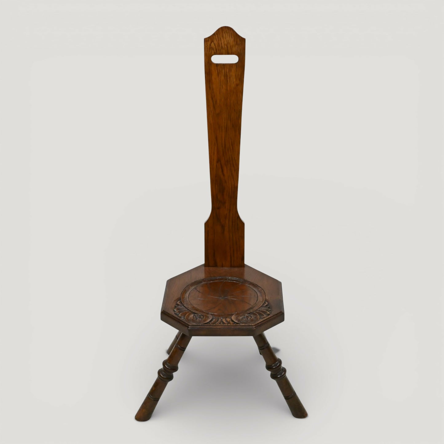 Vintage Spinning Wheel Chair Carved Oak Seat Spinning Stool FREE UK Delivery*. SBR11094/2710E