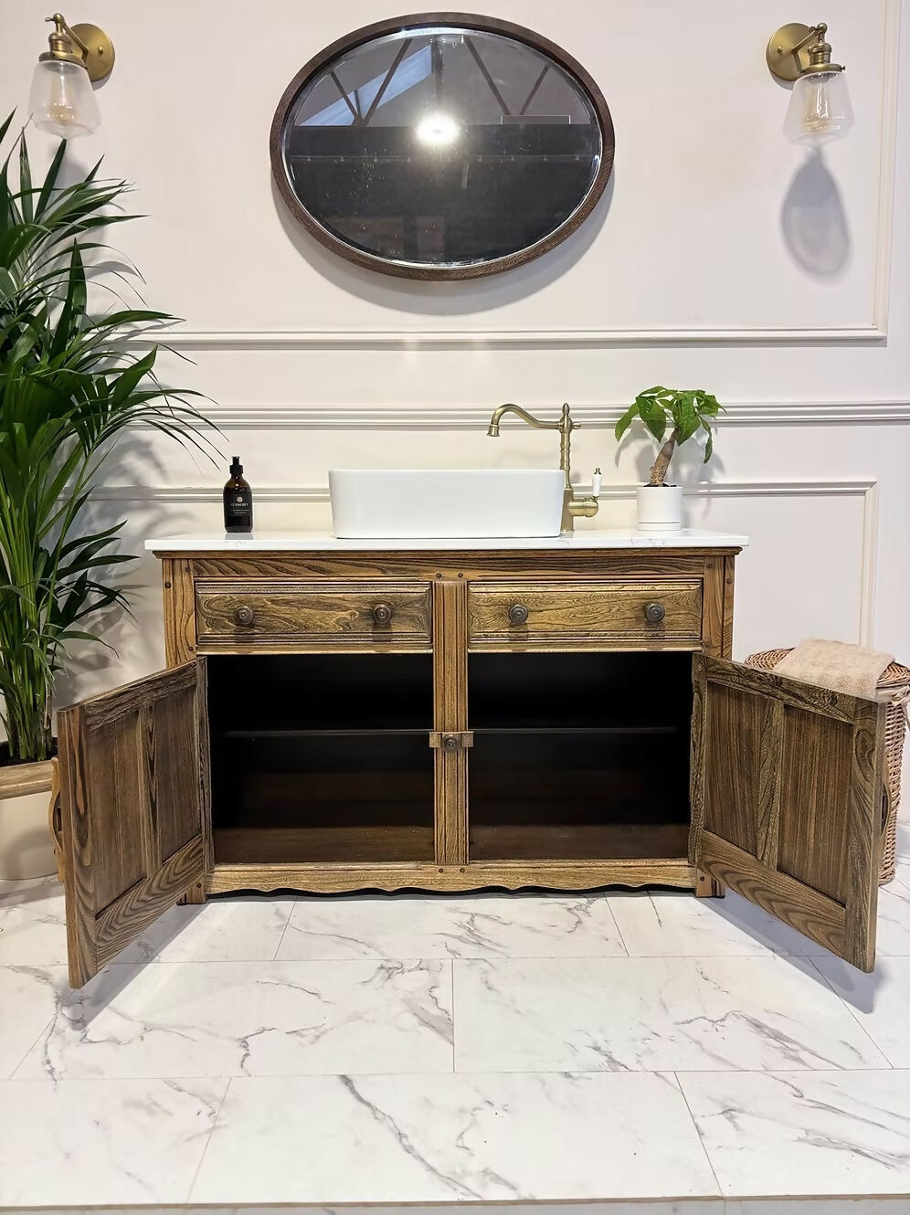 Wooden Bathroom Vintage Vanity Unit