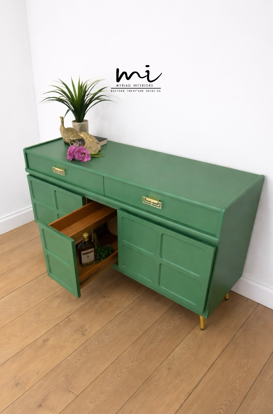 Refinished Mid Century Bright Green Nathan Sodeboard, drinks cabinet, TV stand, media unit