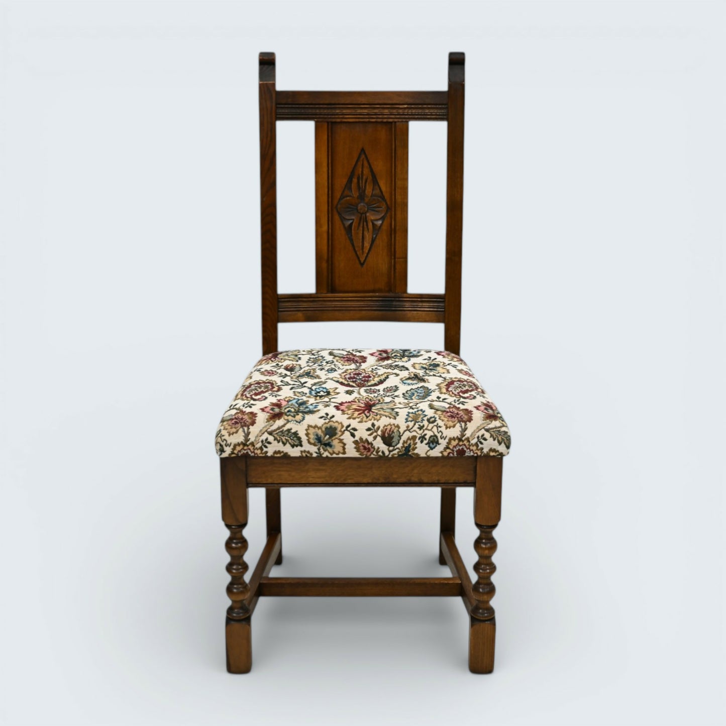 6 Yorke Old Charm Dining Chairs Trellis Fabric Light Oak Frames FREE UK Delivery