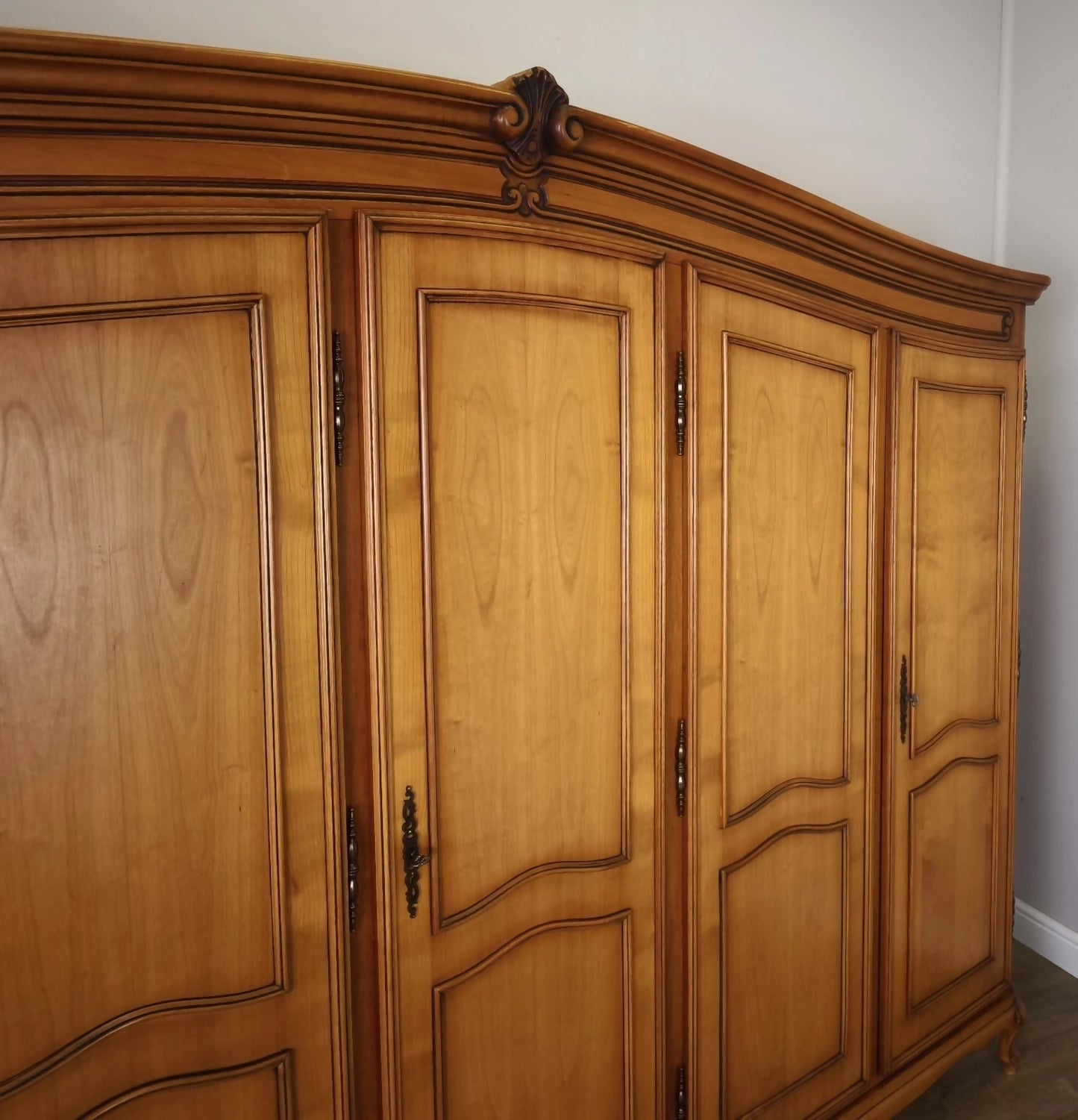 Wardrobe Vintage French Louis XVI Style Five Door Carved Armoire LOT 4990