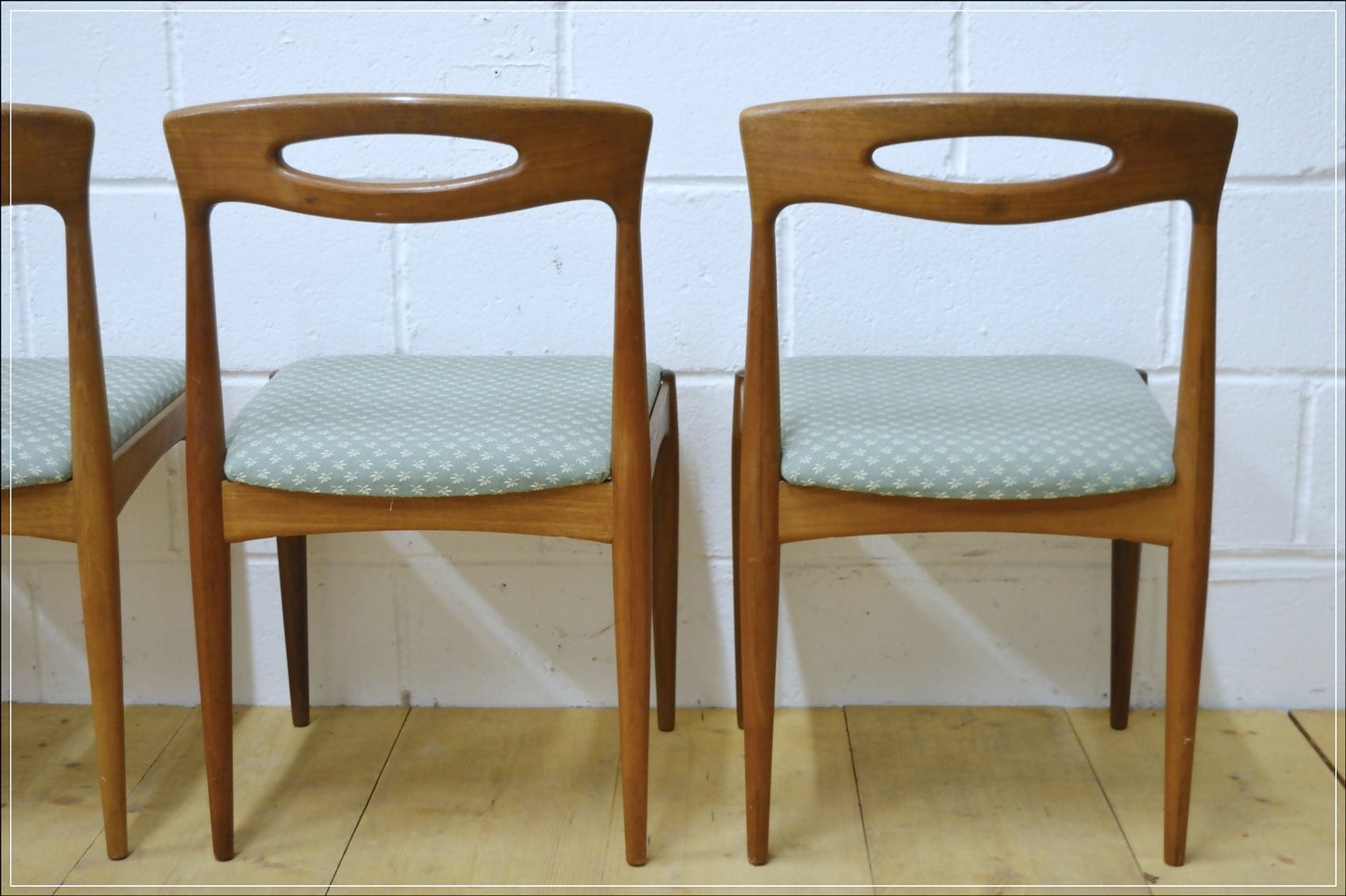 vintage dining chairs Johanes Andersen for Uldum Mobelfabrik teak mid century made in Denmark