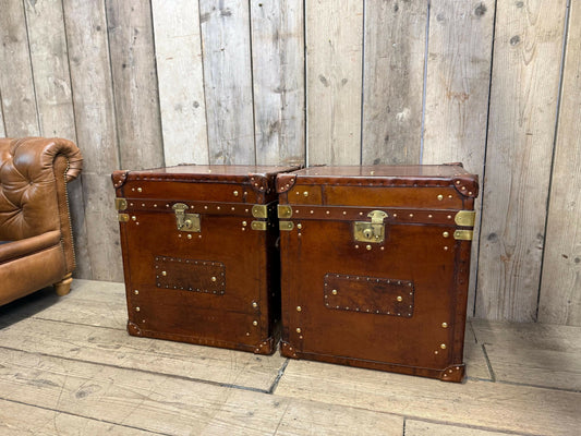 Vintage storage trunks - custom made chests - English antique leather