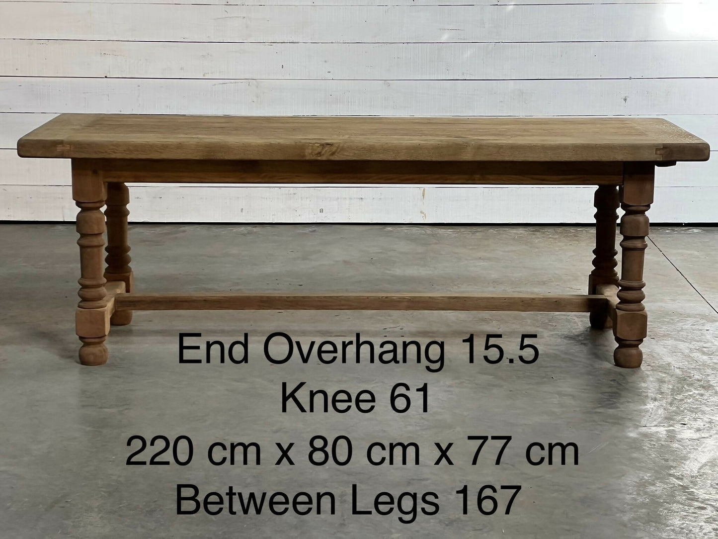 French Oak Farmhouse Kitchen Dining Table With Drawer