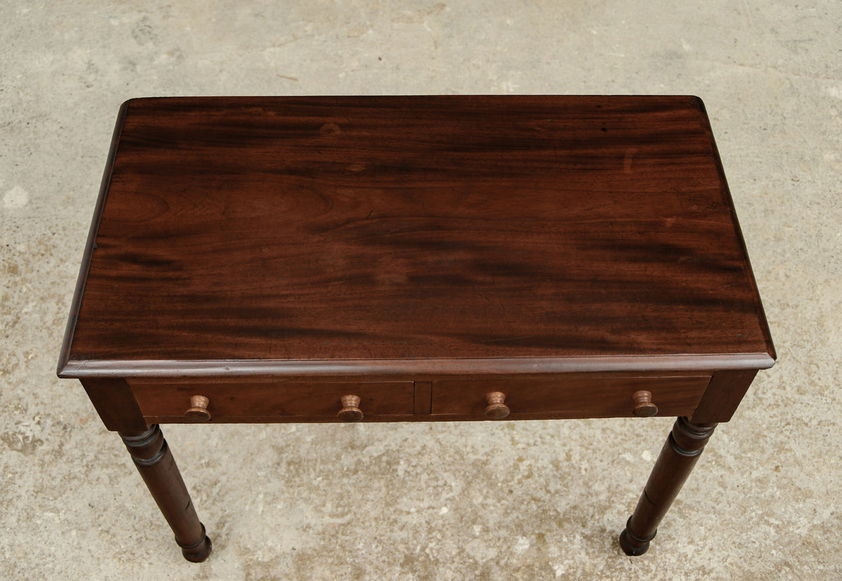 Victorian Mahogany Console Hall Table with 2 Drawers - Writing Desk