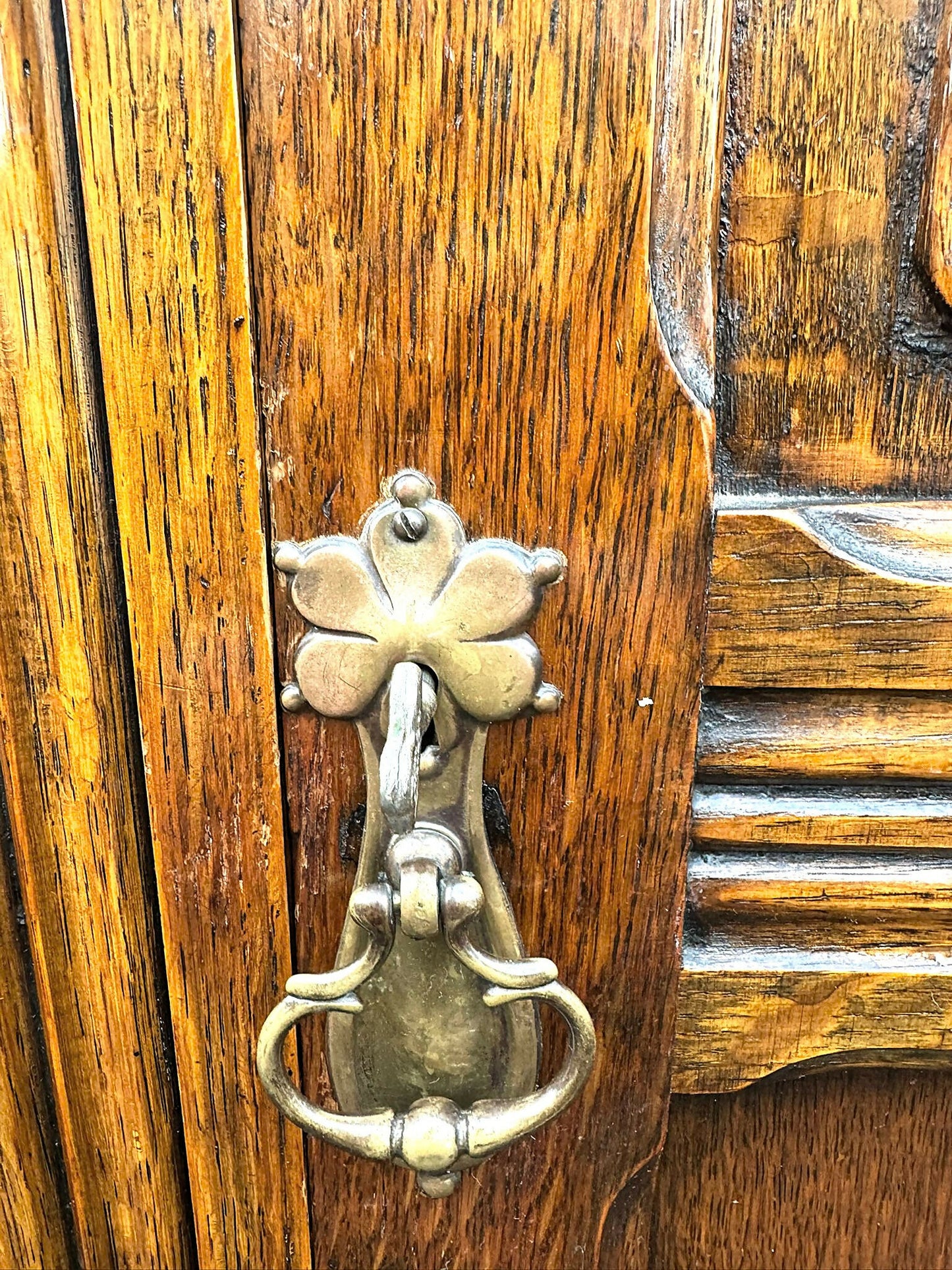 Oak Wardrobe Linen Fold Carved Decoration