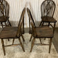 Set of 4 Vintage Wheel Back Dining Chairs – Solid Wood – Carved Backrest