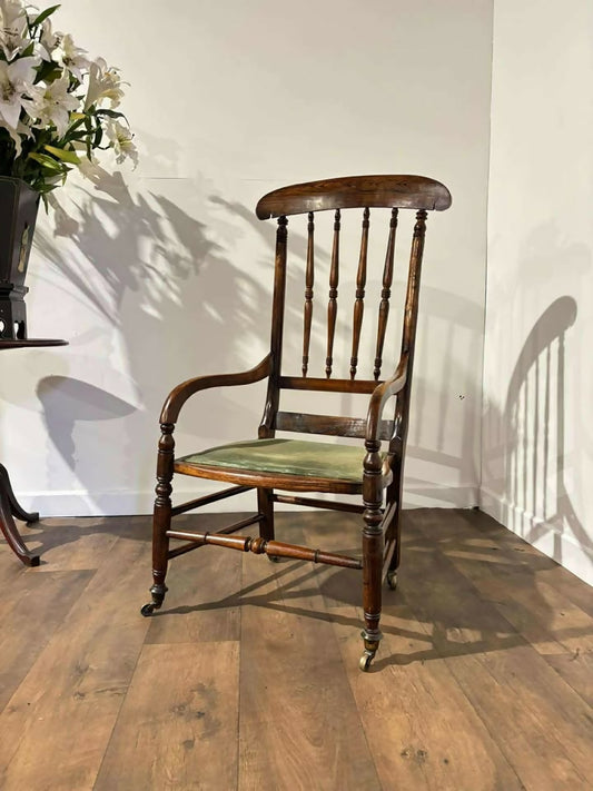 Edwardian Beech Armchair With Faux Rosewood Finish