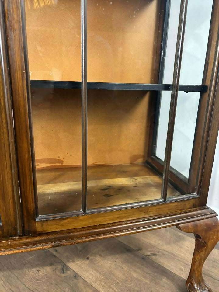 Vintage 1920s Bow Front Glazed Display Cabinet