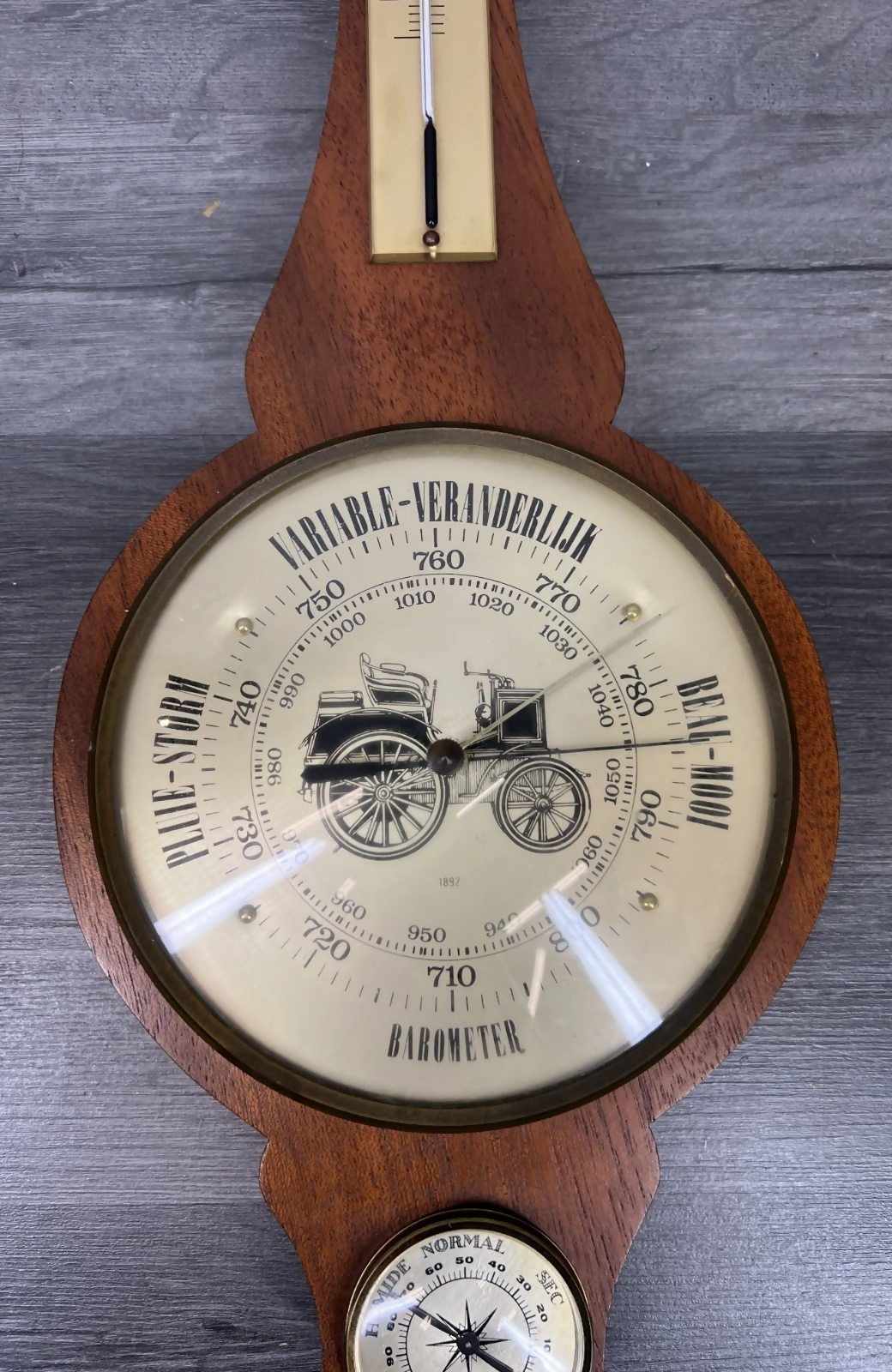 Barometer Vintage French Wall Thermometer & Hygrometer Weather Station LOT 24294