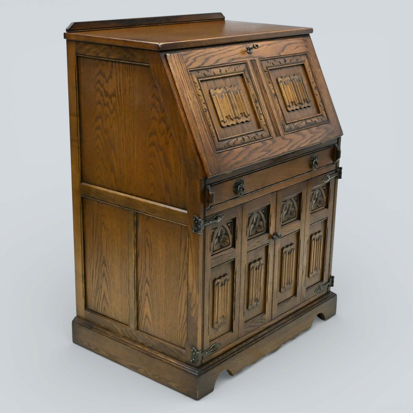 Old Charm Computer Bureau Micro Office Light Oak Red Leather FREE UK Delivery