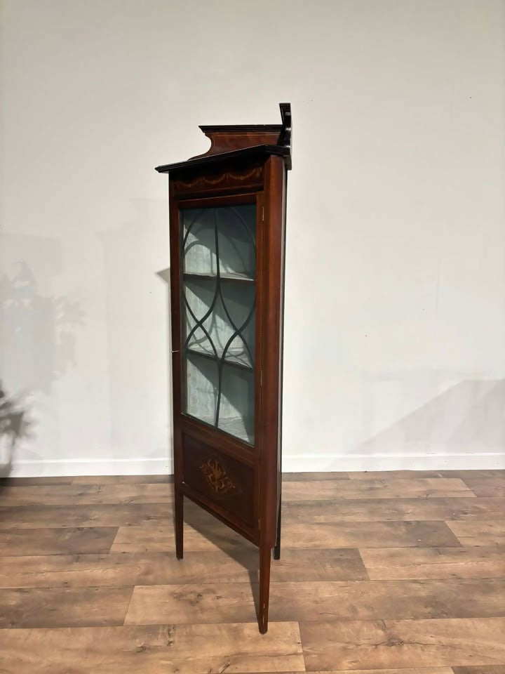 Edwardian Mahogany Inlaid Corner Display Cabinet3