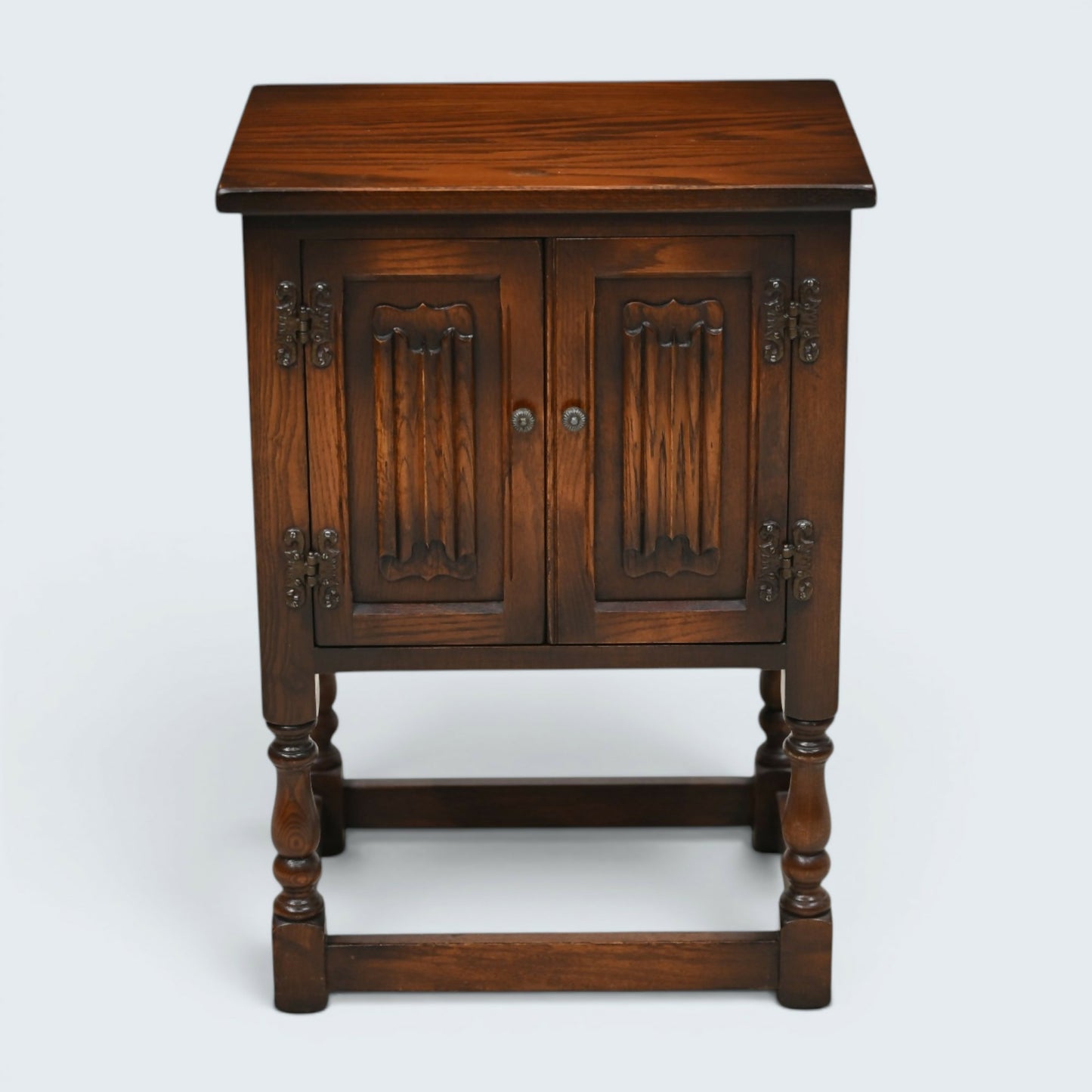 Old Charm Pedestal Cabinet Cupboard Bedside Tudor Brown Finish FREE UK DELIVERY*