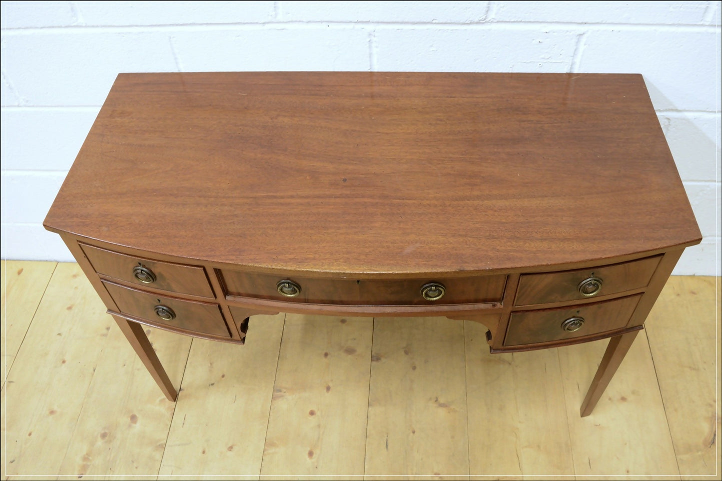 Vintage Desk Dressing Table Bow Front Solid Wood Retro DELIVERY