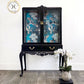 Bespoke Glass Door Display Cabinet With Turquoise Crane Bird Design