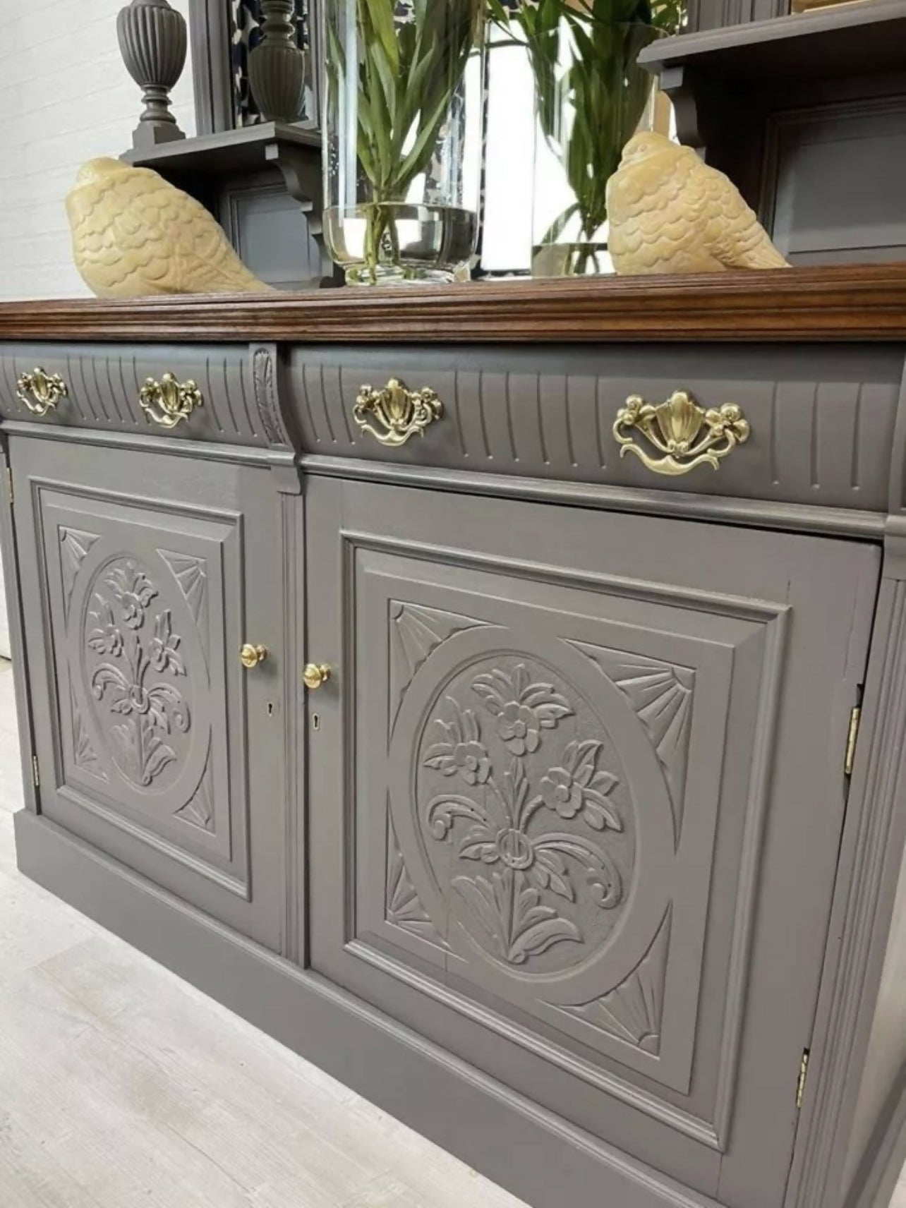 Antique Victorian Chiffonier Mirror Back Sideboard