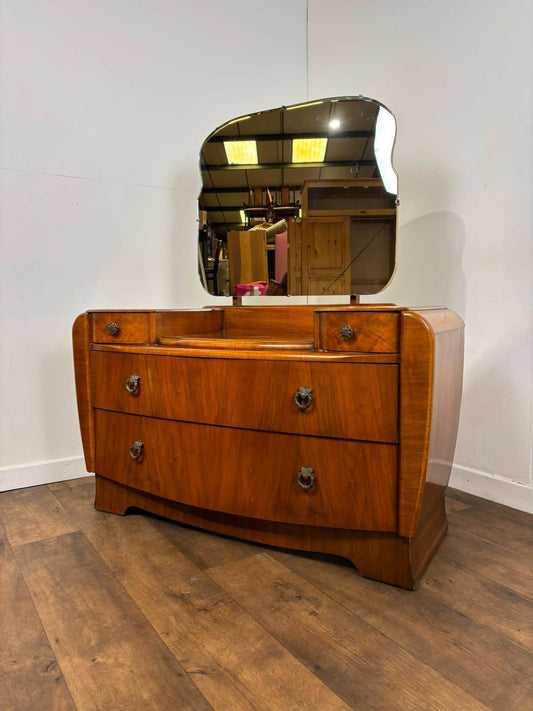 Vintage Walnut Veneered Dressing Table with Removable Mirror