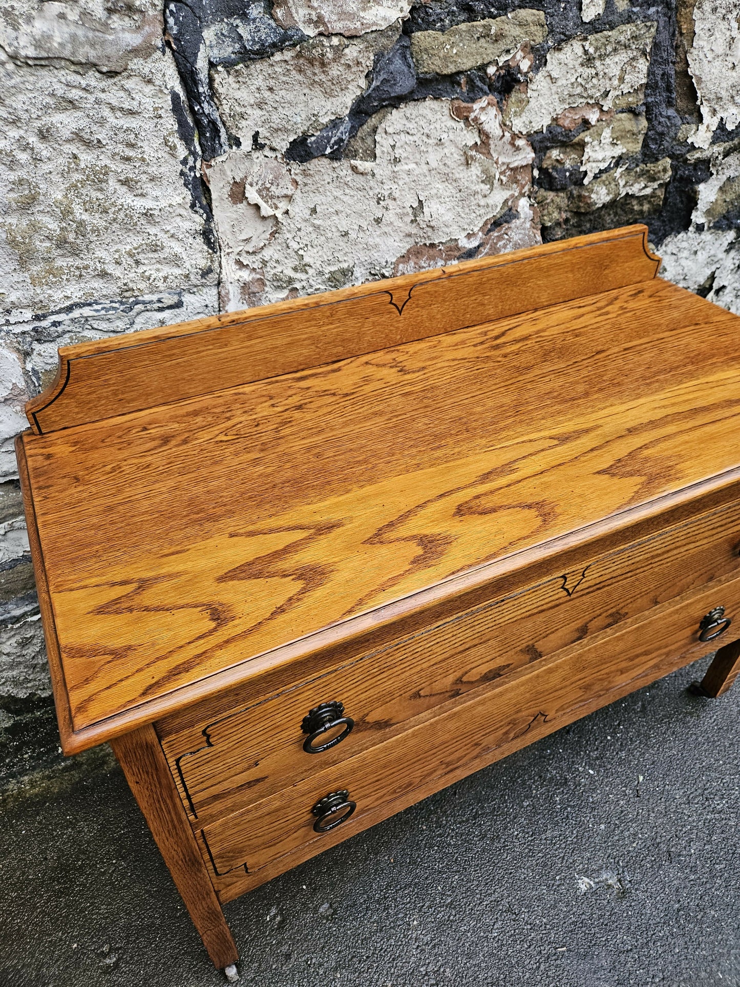 Vintage Oak Chest Of Drawers: Tallboy Cabinet Two Drawer