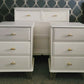 White/Cream and gold vintage bedroom set. Upcycled chest of drawers and bedside tables