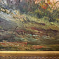 Large Signed Oil on Canvas – Woodland Cottage Landscape in Ornate Gilt Frame