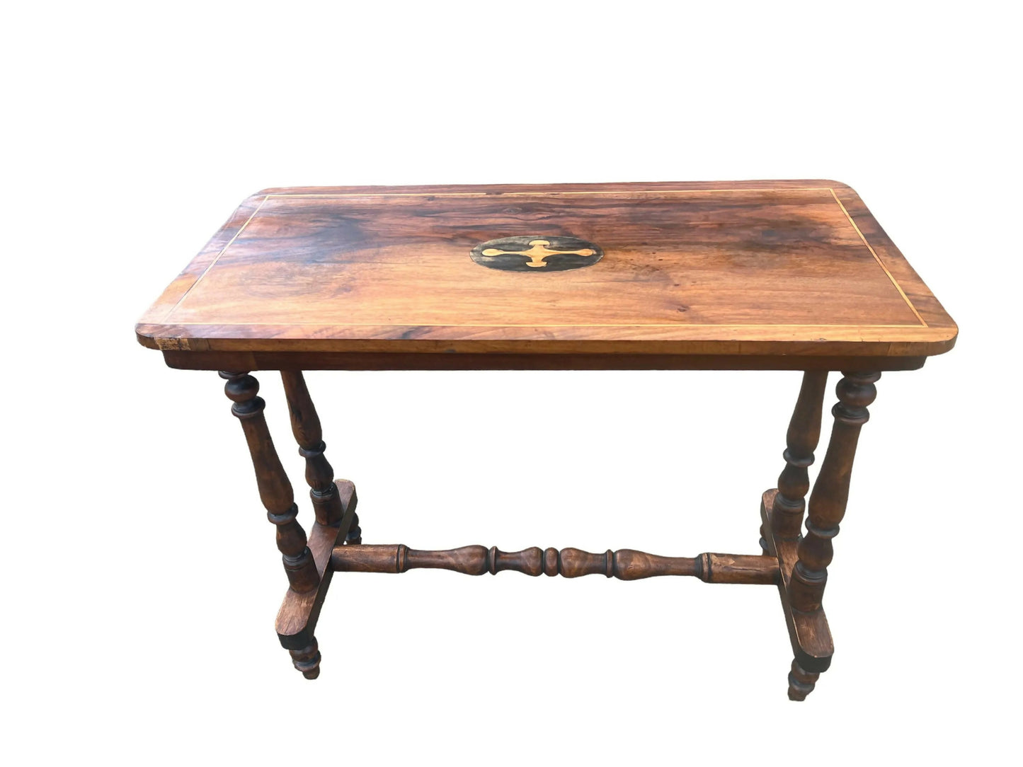 Antique Walnut and Oak 19th C stretcher side table