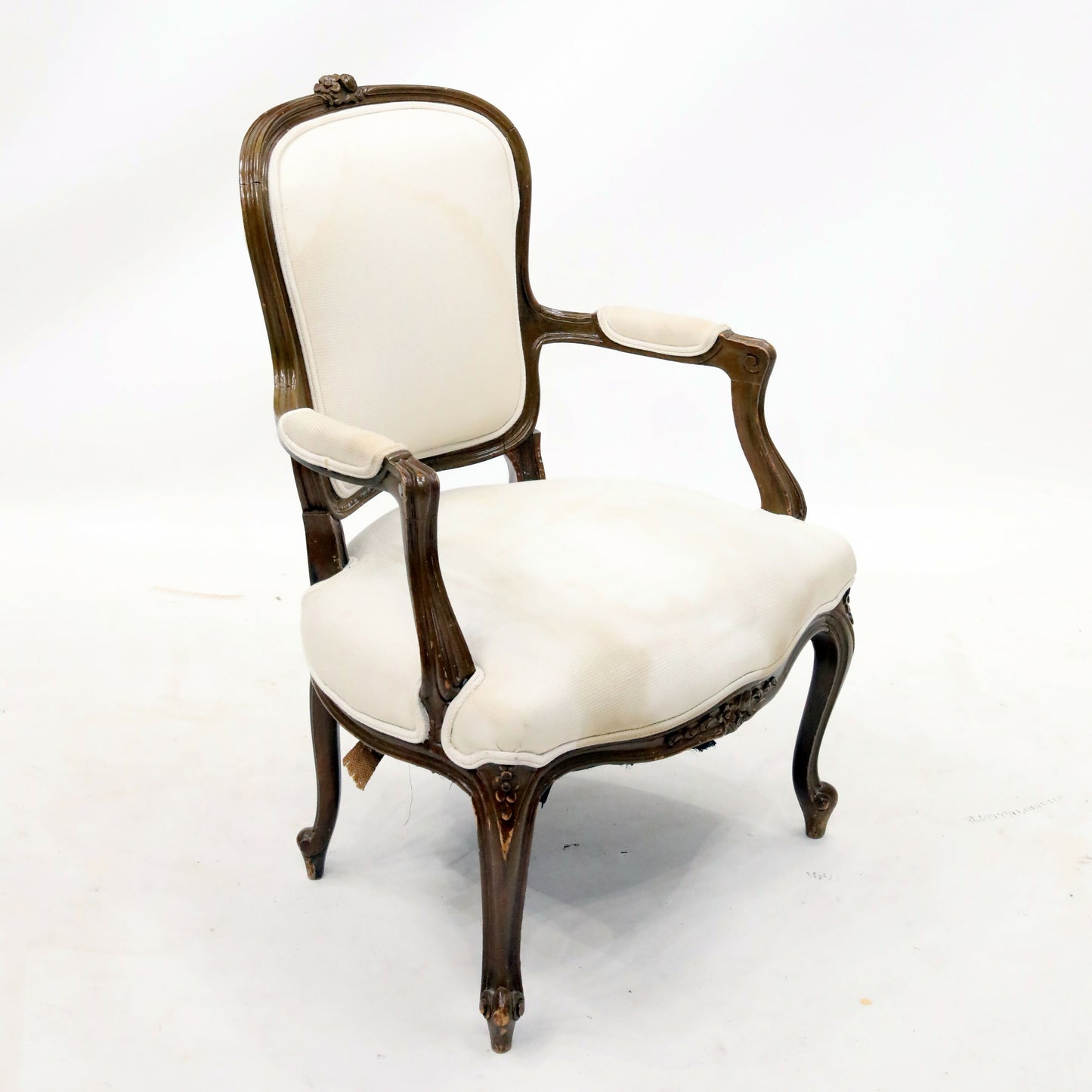 Vintage French Louis Philippe Style Armchair Cream Upholstery FREE UK Delivery