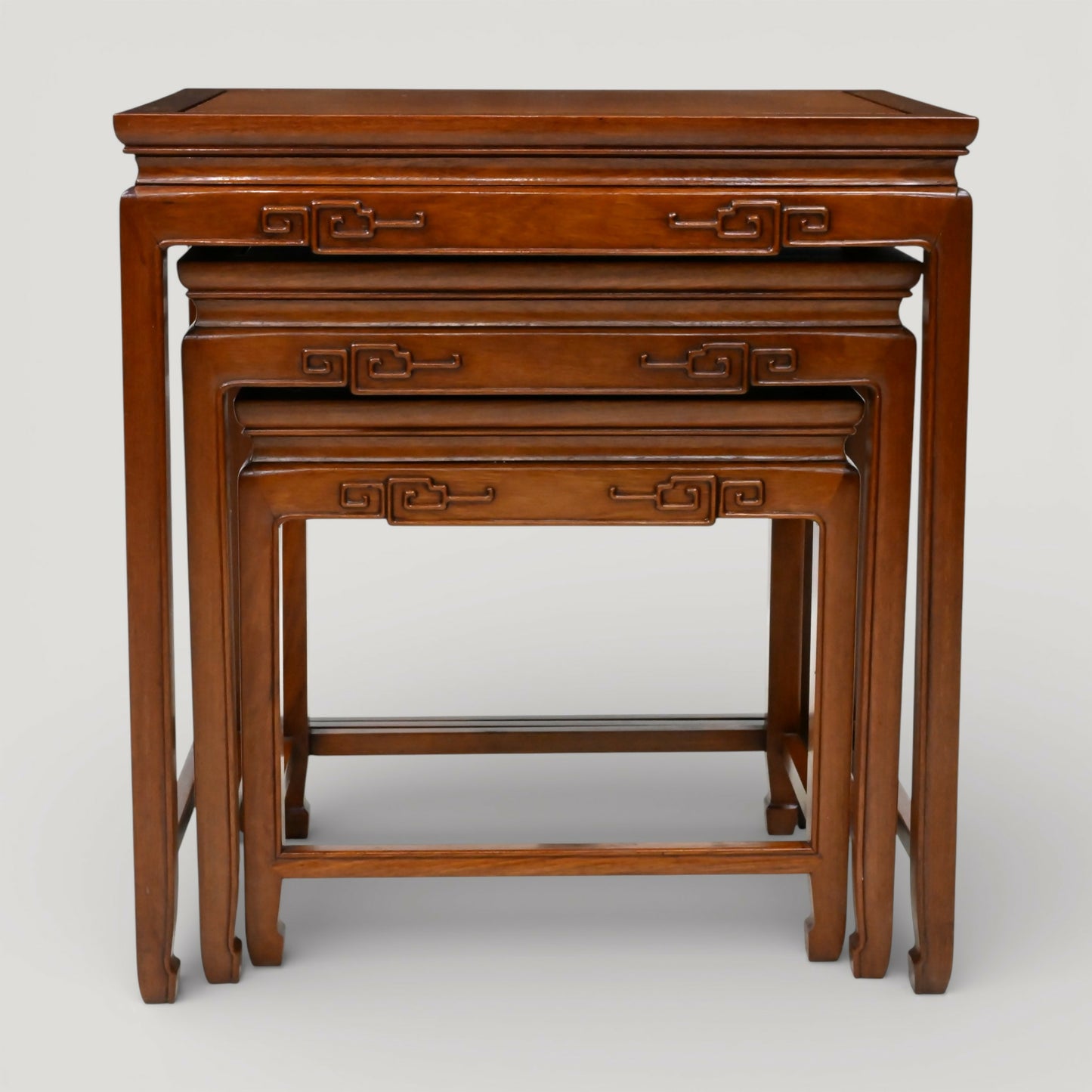 Chinese Nest of Tables Teak/Rosewood Carvings 3 Side Tables Free UK Delivery*