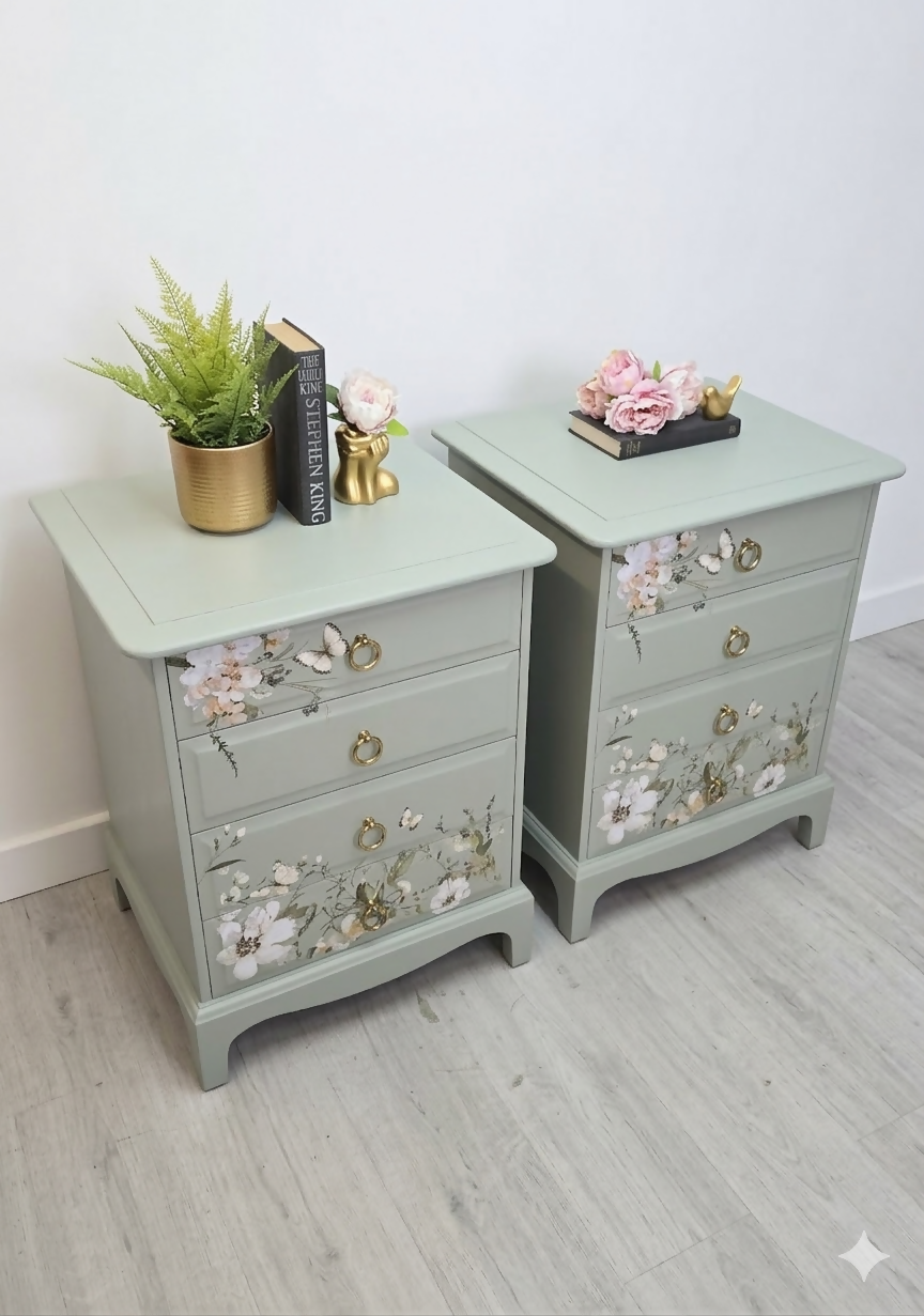 Stag minstrel green bedside tables