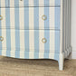 Vintage Hand-painted Stag Minstrel Tallboy, Chest of Drawer Blue & Cream Striped