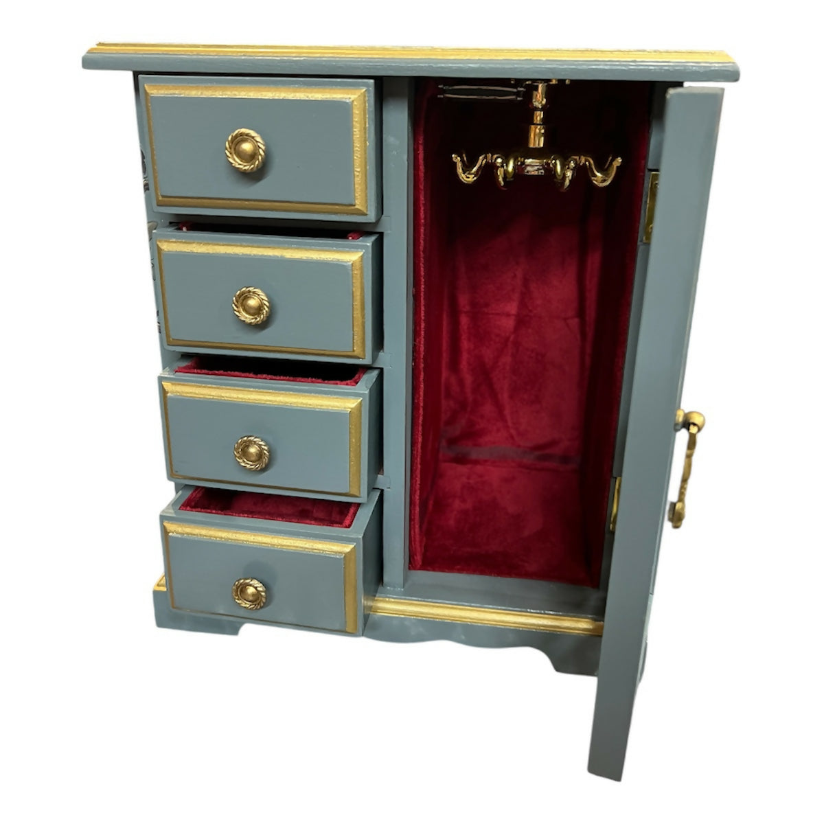 handpainted vintage wooden jewellery box