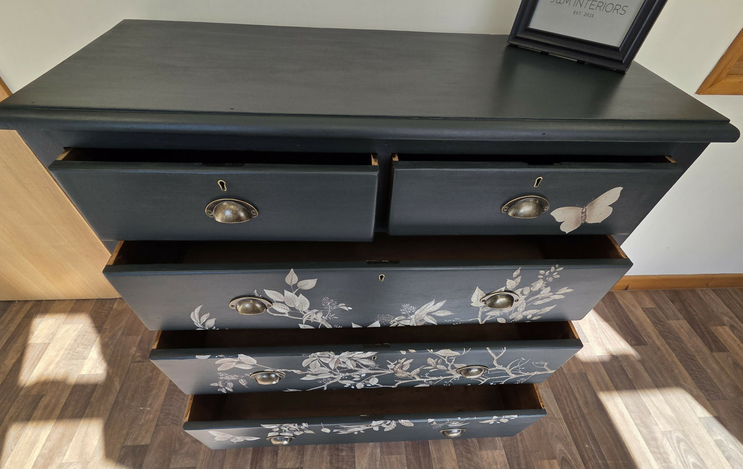 Large mid-century pine chest of drawers