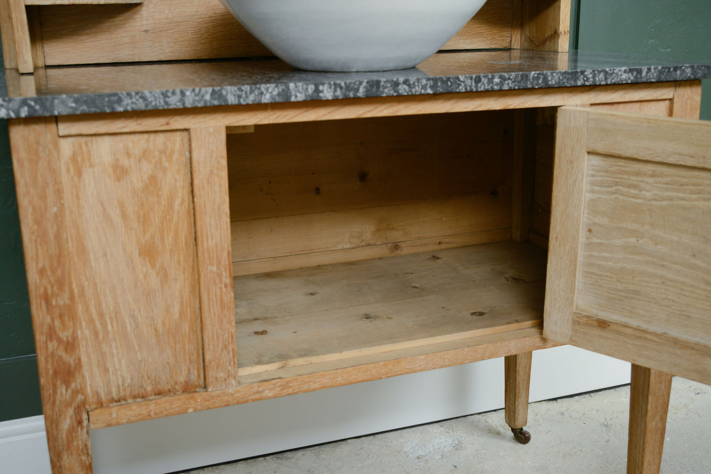 Limed Oak Washstand with Marble Top - Vanity Unit - SKU 229