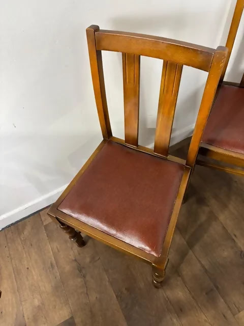 Vintage Set Of Six Oak Dining Chairs