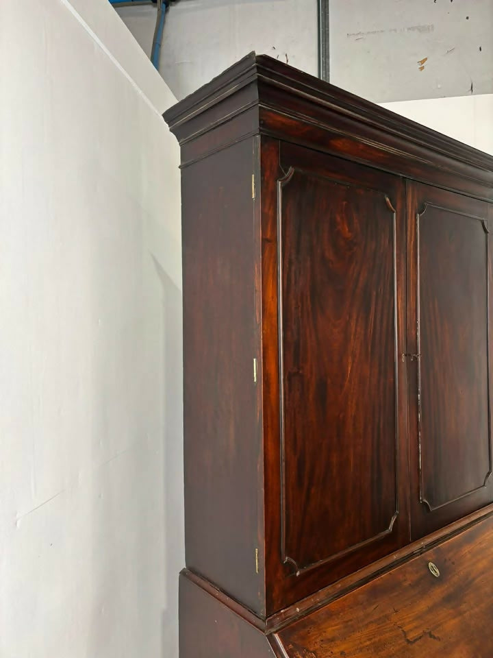 Georgian Mahogany Kneehole Bureau Bookcase