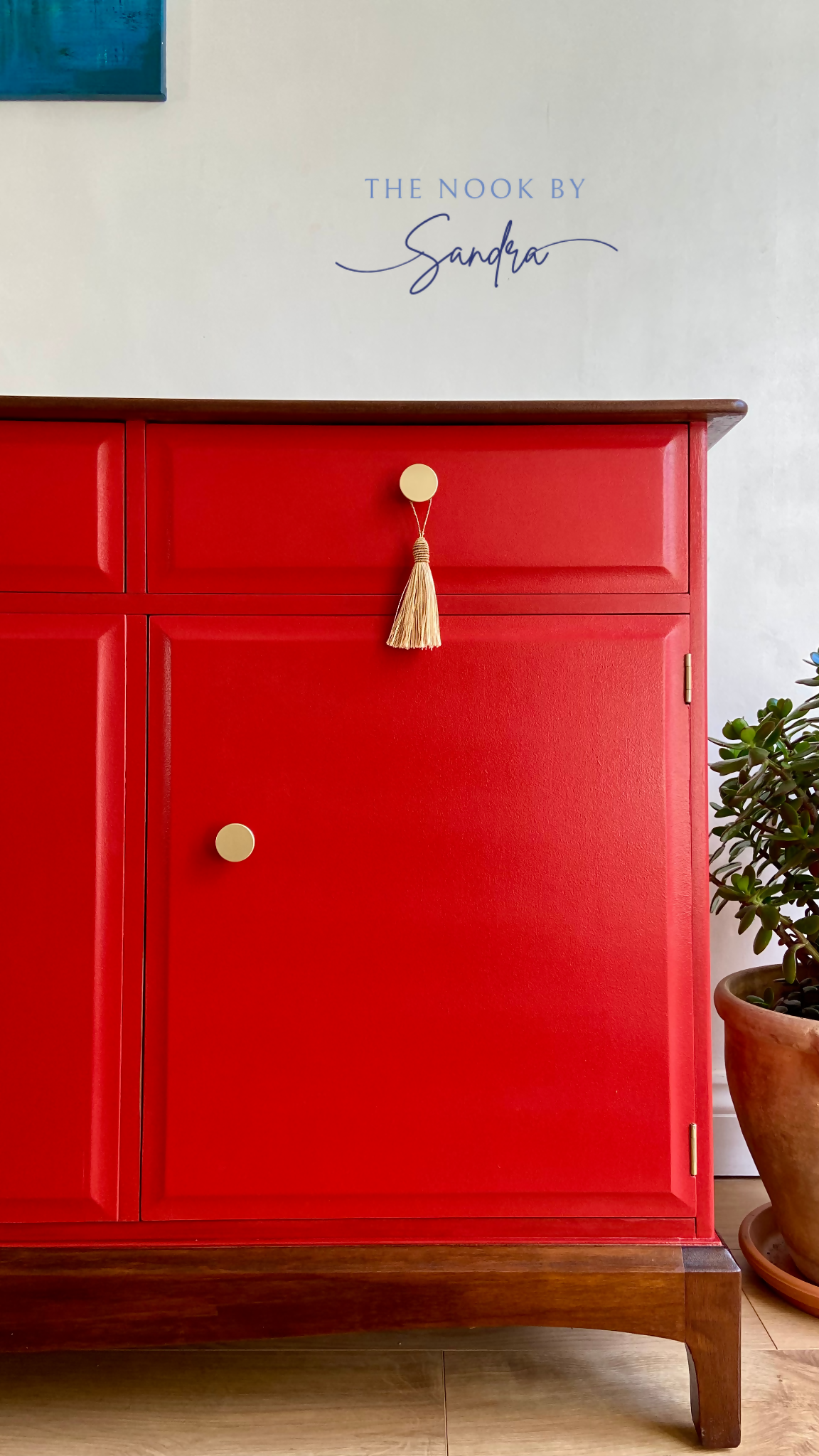 Midcentury Modern Stag Minstrel Sideboard, Red Sideboard