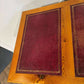 Large Leather Topped Pine Pedestal Desk