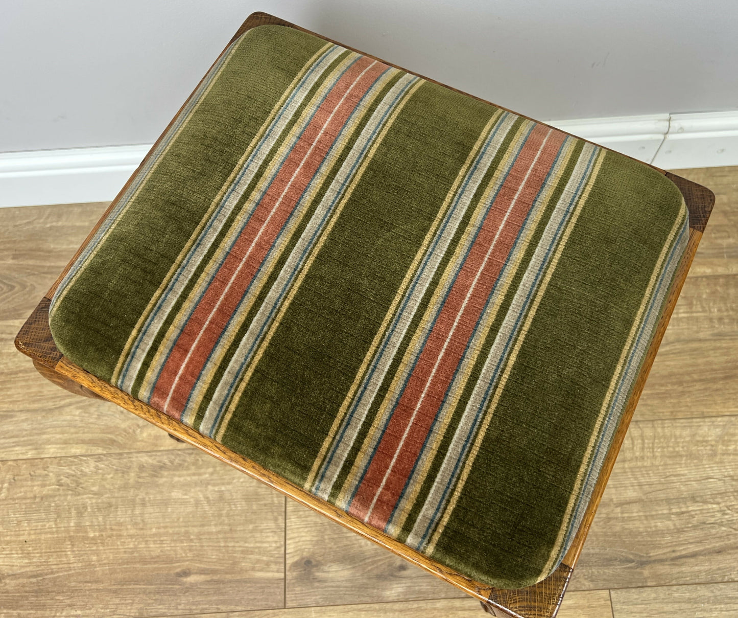 Footstool Vintage French Louis Style Oak Table Stool Upholstered Seat LOT 6229