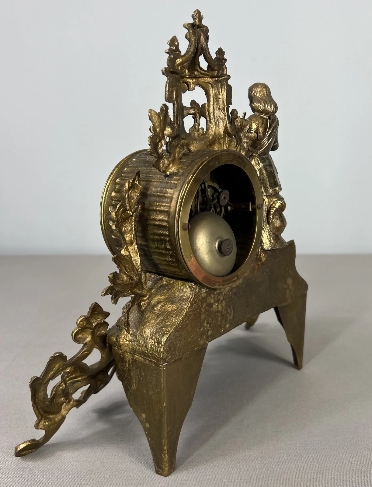 Mantel Clock Antique French Japy Frères Gilt Bronze Figure Clock LOT 3602