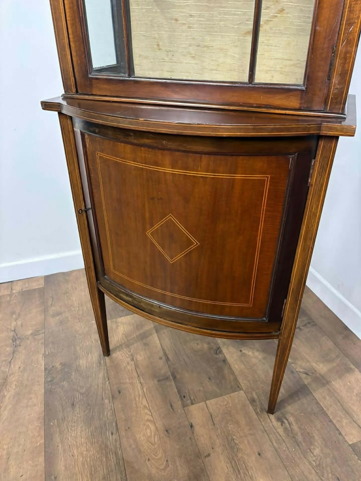 Edwardian Inlaid Mahogany Narrow Display Cabinet