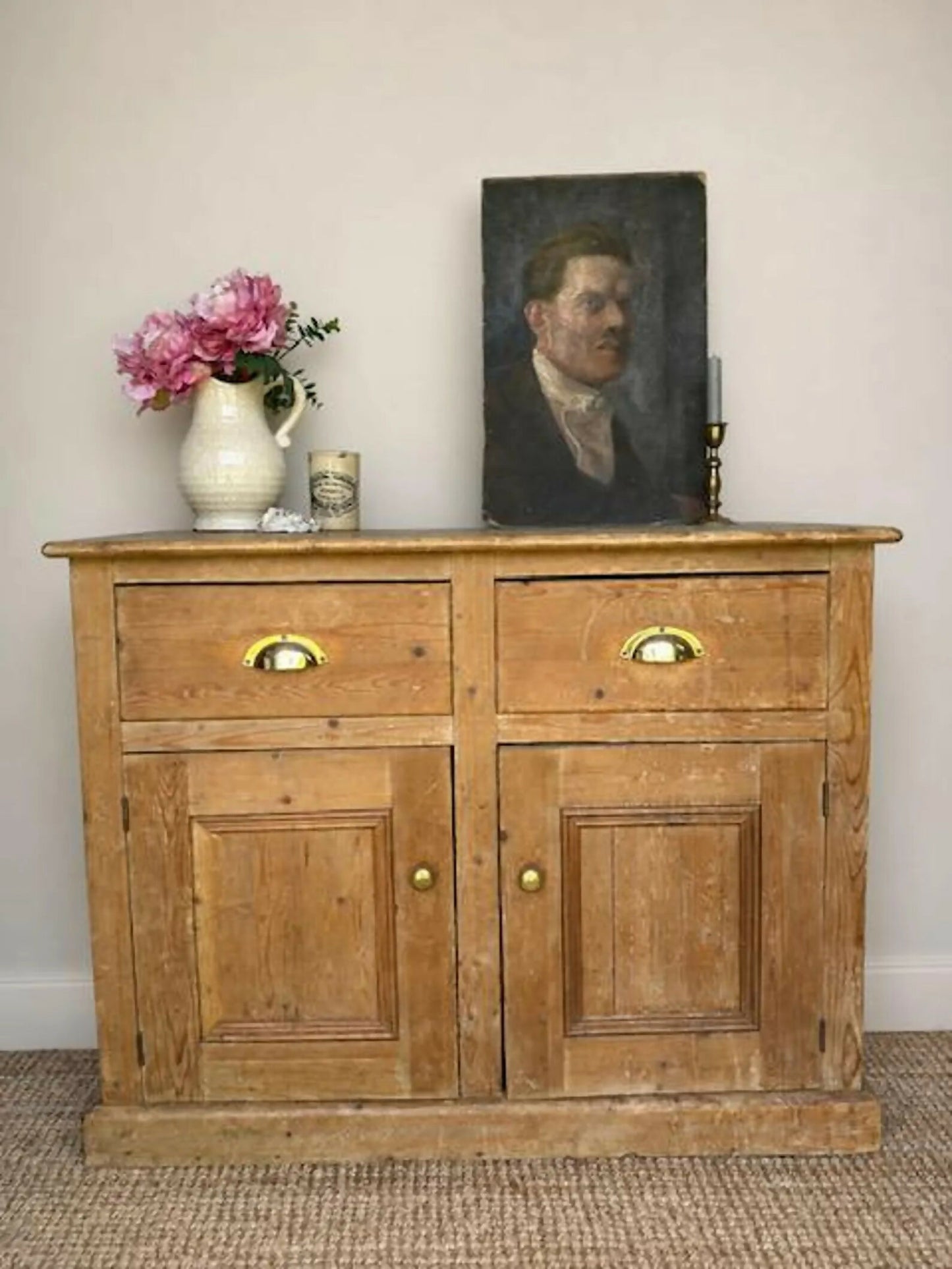Vintage Pine Cupboard Sideboard | Housekeeper Cupboard | Kitchen Storage Cabinet | Hall Console | Rustic Sideboard