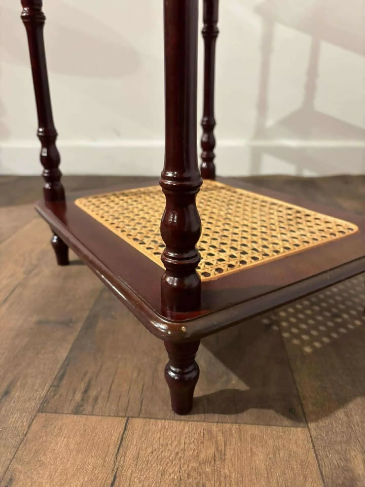 Reproduction Mahogany & Wicker What-Not
