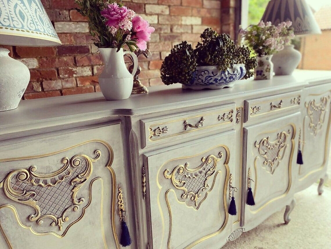 French Grey Vintage Louis XVI Sideboard