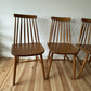 Vintage Set of 4 Mid Century Ercol Style Dining Chairs Stick Back Beech Chairs