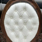 Victorian Sofa In White Leather, Walnut Show Frame, Cabriole Legs.